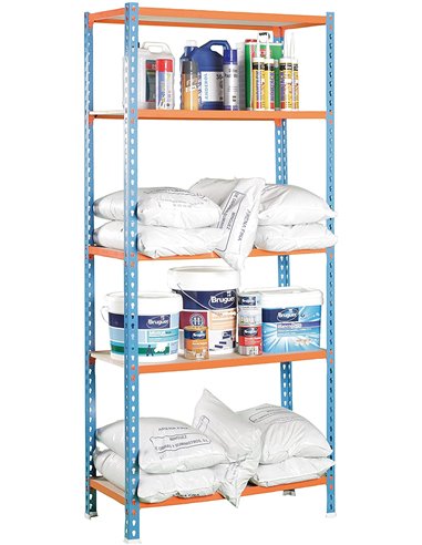 ▷ Kit 5 estanterias 5/500 200x100x50 azul/naranja de simon ®