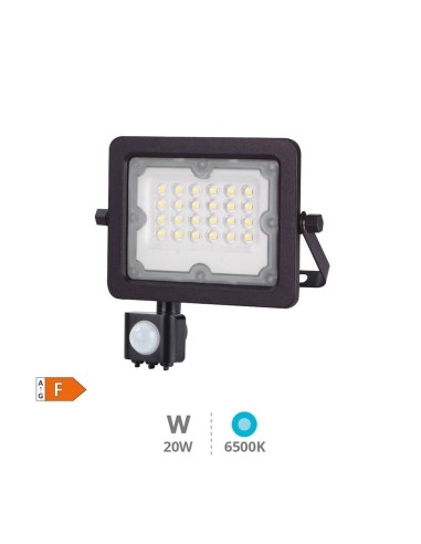 Proyector led negro 20w sensor 6500k ip65 de unifersa