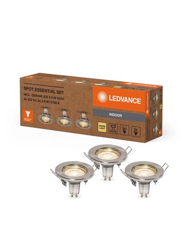 Lampara led gu10 2,60w 230l m2700k niquel de ledvance caja de 3 unidades